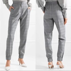 TIBI Cooper Plaid Wool Silk Jogger‎ Pants